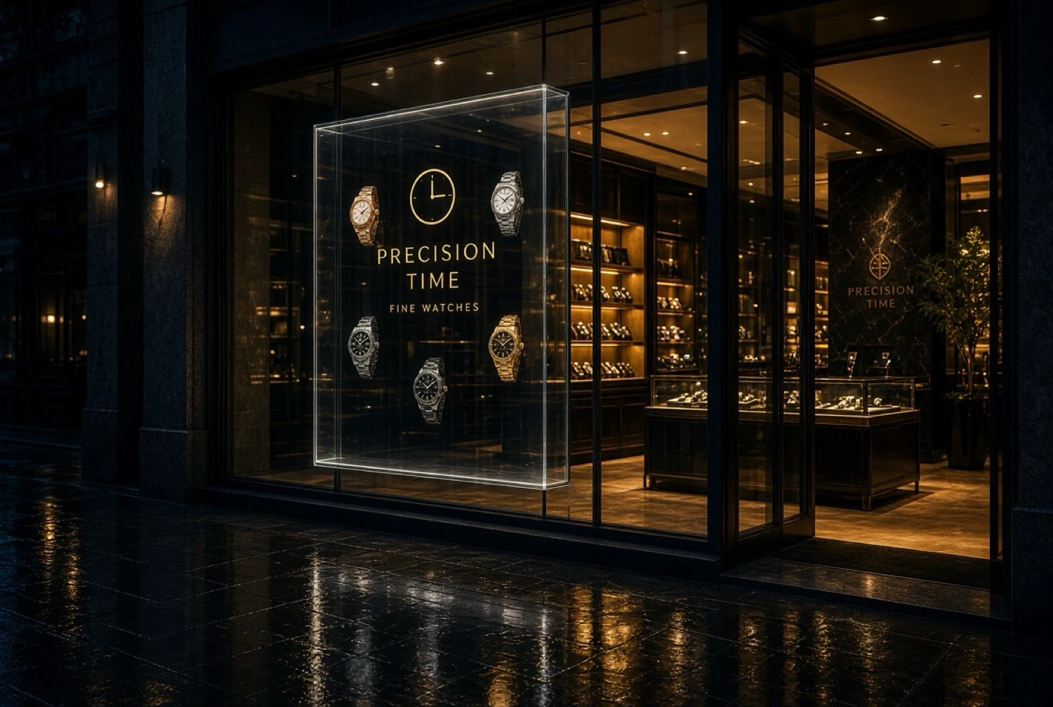Écran LED transparent pour une boutique de montres