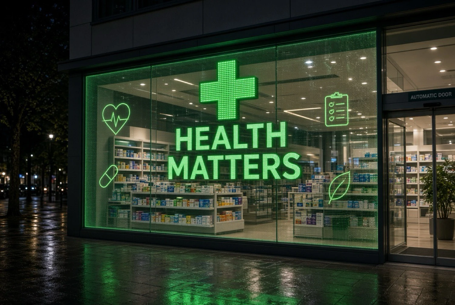 Écran LED transparent en pharmacie